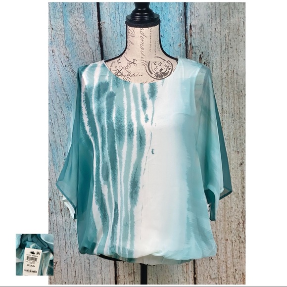 ALFANI NWT Linear Dye Smocked Tie Dye Top - Picture 2 of 12